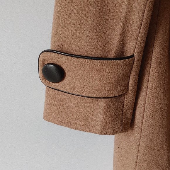 Knitted Dove Wool Blend Winter/Fall Coat Women's Sz Small Tan w Faux Fur Collar - Picture 9 of 11